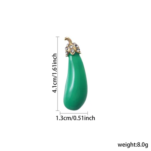 Creative Eggplant Brooch Zinc Alloy Enamel Fruit Pin Rhinestone Inlaid Fashion Dress Clothes Scarf Hat Lapel Decoration Gift Unisex