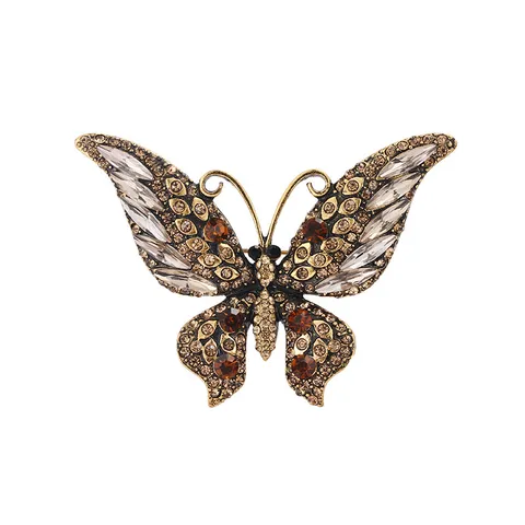 Broche Papillon en Alliage Vintage Épingle Strass Insecte Costume Col Épingle Mode Bijoux Accessoires Cadeau