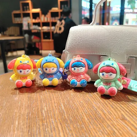 Cute Cartoon Electroplated Panda Keychain Lovely Bear Bag Charm Creative Animal Keyring Car Hanging Pendant Gift Jewelry