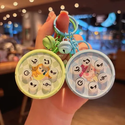 Simpatico Portachiavi Elettronico a Tamburo Musicale in Plastica Giocattolo Antistress Pendente per Borsa Nota Musicale Strumento Regalo