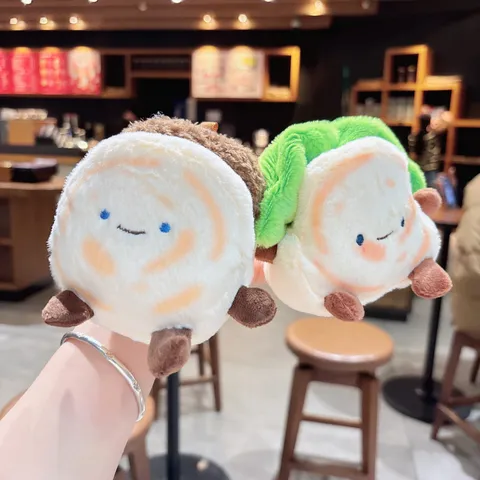 Cute Cartoon Food Plush Keychain Acrylic Roujiamo Jianbing Crepe Pancake Bag Pendant Charm Embroidered Kawaii Toy Keyring Ornament For Backpack Gift