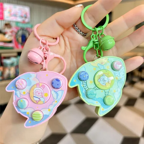 Cute Cartoon Space Rocket Mini Electronic Game Console Keychain Glowing Sound Educational Memory Toy Bag Pendant Decoration For Children Gifts