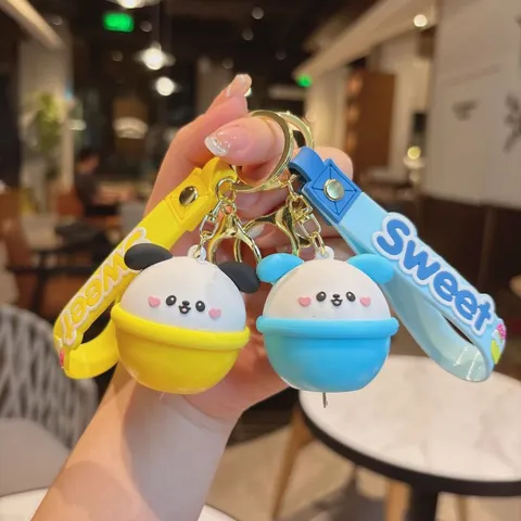 Cute Cartoon Dog Glow Keychain Plastic Silicone Animal Mini Night Light Pendant Soft Ribbon Keyring For Backpack Charm Birthday Gifts