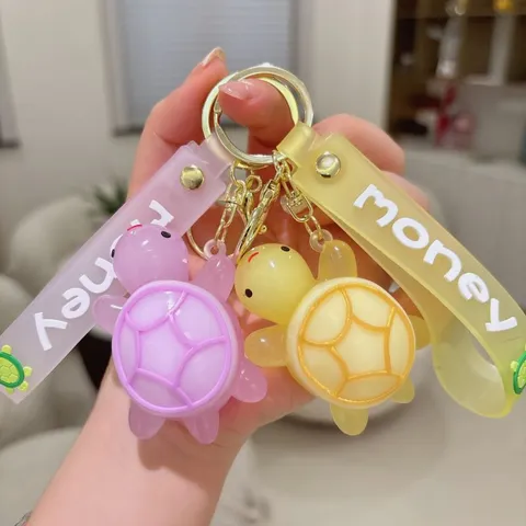 Süß Cartoon PVC Schildkröte Schlüsselanhänger Bunt 3D Tier Charm Schlüsselring Mit Buchstaben Schlaufe Deko Tasche Anhänger Geschenk