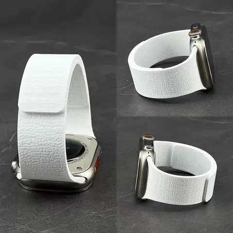 Silicone Magnetic Watch Band For Apple Watch Ultra SE Compatible Soft Lychee Texture Replacement Wristwatch Strap Bracelet