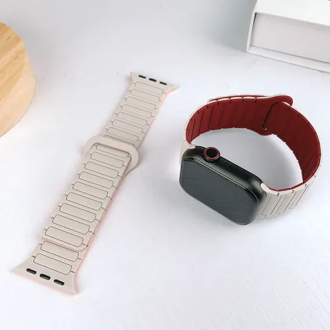 Silicone Magnetic Watch Band Replacement Strap For Smartwatch Two Tone Magnetic Closure Wristband Fashion Accessory