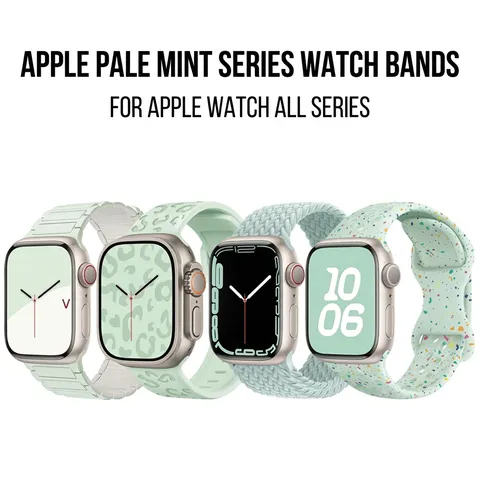 Pale Mint Silicone Braided Watch Band Compatible With Apple Watch Ultra Se Series Replacement Strap Fashion Wristband