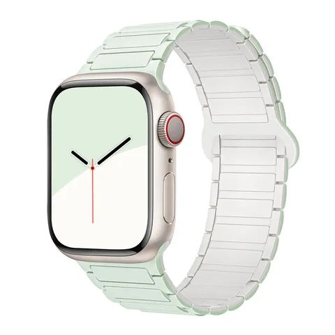 Pale Mint Silicone Braided Watch Band Compatible With Apple Watch Ultra Se Series Replacement Strap Fashion Wristband