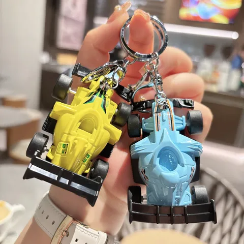 Creative Alloy Racing Car Model Keychain Cartoon Auto Key Ring Student Backpack Pendant Charm Gift For Couple Friends
