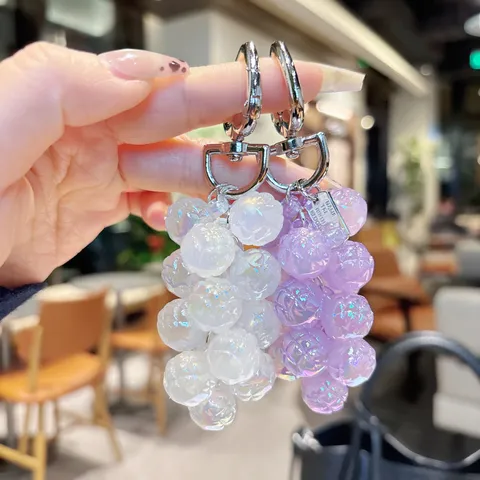 Acrylic Iridescent Crystal Beaded Pineapple Fruit Bag Pendant Keychain Clear Colorful Charm For Keys Handbag Decor For Women