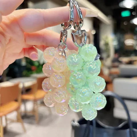 Acrylic Iridescent Crystal Beaded Pineapple Fruit Bag Pendant Keychain Clear Colorful Charm For Keys Handbag Decor For Women