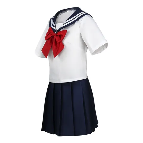 Women's Japanese Collegiate Style JK Sailor Uniform Set Short Sleeve Top And Pleated Skirt Cosplay Outfit