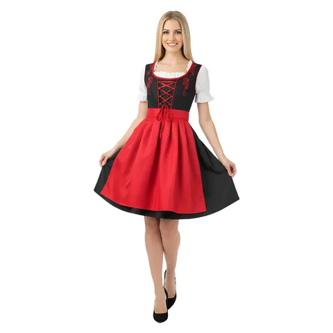 Women Oktoberfest German Dirndl Dress Maid Cosplay Costume Traditional Bavarian Beer Festival Outfit Short Sleeve Dress