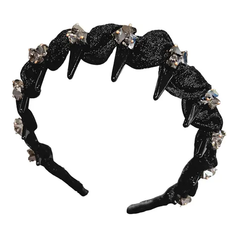 Luxe Gaas Strass Haarband Met Tanden Elegant Stof Plastic Haarband Antislip Hoofdband Haaraccessoires Voor Vrouwen Dagelijks