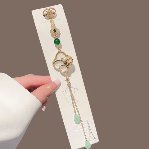 Traditional Chinese Alloy Tassel Brooch Orchid Lotus Pendant Hanfu Cheongsam Clothing Hanging Jewelry Decoration For Celebration Banquet