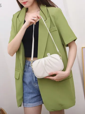 Damen Echtleder Umhängetasche Weiches Leder Plissierte Schultertasche Große Kapazität Dreischichtiger Reißverschluss Handtasche