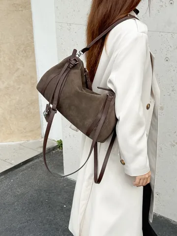 Damen Echtes Leder Tragetasche Große Kapazität Lässig Pendler Umhängetasche Mode Weiches Leder Handtasche