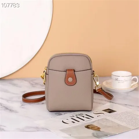Mini Bolso Bandolera para Mujer Cuero Auténtico Piel de Vaca Color Sólido Bolso Casual para Teléfono Bolso de Hombro