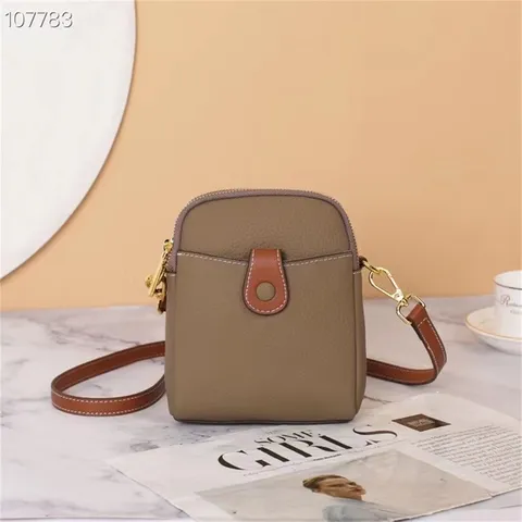 Mini Bolso Bandolera para Mujer Cuero Auténtico Piel de Vaca Color Sólido Bolso Casual para Teléfono Bolso de Hombro