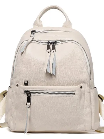 Women's Casual Genuine Leather Backpack Large Capacity Travel School Bookbag Vintage Solid Color Daily Daypack