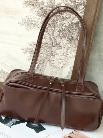 Мinimalistiki Tsanta Mpoulo̱nḵg Apo̱ Fytiki Dep̱si Derma Ageladas Gia Gynaikes Megali Chori̱tikotita Boston Handbag Vintage Top Handle Shou̱lder Bag