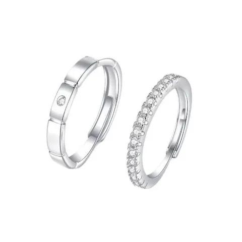 Minimalistisch Kupfer Strass Paar Ringe Mode Silber Offen Verstellbar Ring Geschenk Schmuck Für Passende Liebhaber Damen Herren