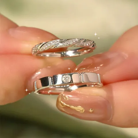 Minimalistisch Kupfer Strass Verstellbar Offener Ring Für Herren Damen Geometrisch Linie Funkelnd Galvanisiert Paar Ringe Statement Schmuck Geschenk