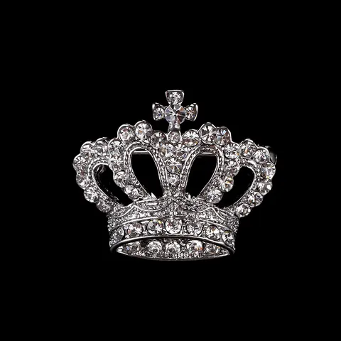 Eleganter Legierung Strass Krone Kreuz Brosche Pin Mode Kristall Revers Abzeichen Für Anzüge Hemden Bankett Unisex Schmuck