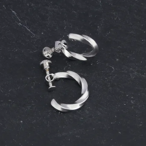 Pendientes de Clip de Tornillo Mobius de Cobre Minimalistas para Hombres Sin Perforación Pendientes de Aro Geométricos Retorcidos Joyería