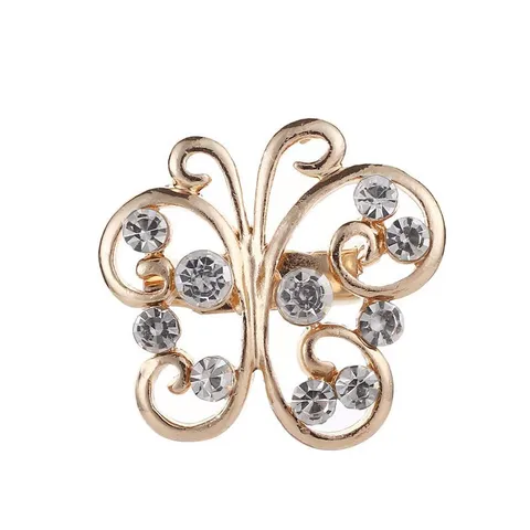 Mignonne Broche en Alliage de Strass pour Femmes Hommes Minimaliste Nœud Papillon Papillon Fleur Cocotier Dauphin Épinglette Anti-Exposition Broche Bijoux
