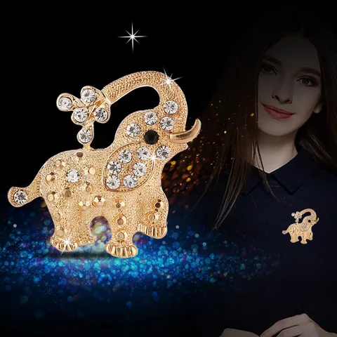 High-Grade Alloy Rhinestone Elephant Brooch Pin For Clothes Scarf Buckle Animal Brooch Gift Jewelry For Women Men