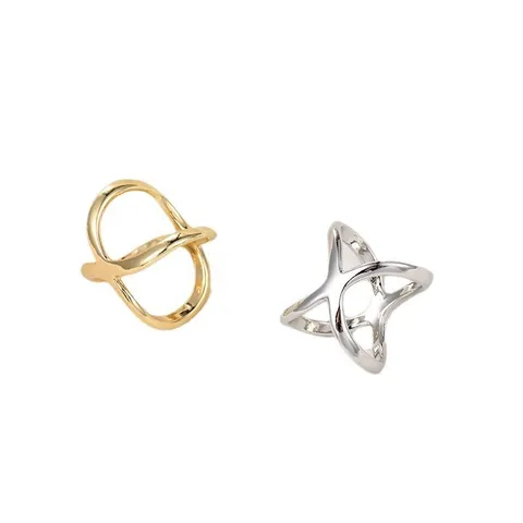 Alloy Cross X-Shaped Scarf Buckle Brooch Minimalist Geometric Ring Scarf Holder Women Fashion Clothing Accessories