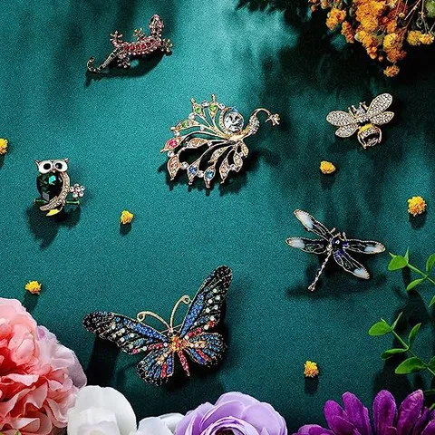 Broche Animale de Mode en Alliage de Zinc Strass Perle Artificielle Hibou Papillon Abeille Broches Bijoux Cadeau pour Femme