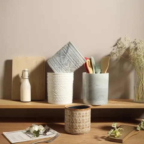 Soportes para Palillos de Cerámica Creativa Nórdica Caja de Almacenamiento de Cucharas de Cubiertos de Cocina Organizador Decorativo de Mesa Cilindro