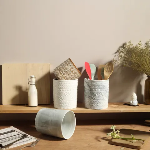 Soportes para Palillos de Cerámica Creativa Nórdica Caja de Almacenamiento de Cucharas de Cubiertos de Cocina Organizador Decorativo de Mesa Cilindro