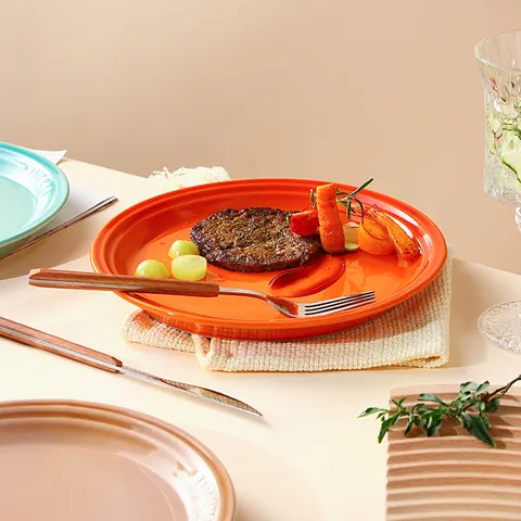 Assiette Plate en Céramique Moderne et Minimaliste Avec Finition Dégradée Plat pour Steak Pâtes Fruits Vaisselle de Cuisine