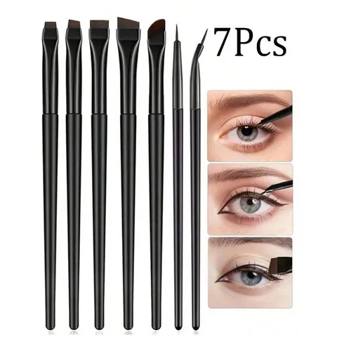 Professionele Blade Eyeliner Penseel Set Synthetische Vezel Ultradunne Make-up Kwasten Precisie Schuine Wenkbrauwpenseel