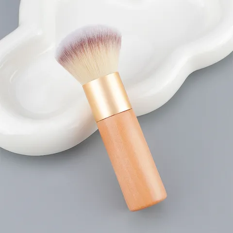 Brocha de Maquillaje Grande Suave Fibra Sintética Polvo Suelto Base Mango de Madera Herramienta de Belleza Cosmética