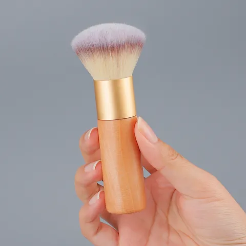 Brocha de Maquillaje Grande Suave Fibra Sintética Polvo Suelto Base Mango de Madera Herramienta de Belleza Cosmética