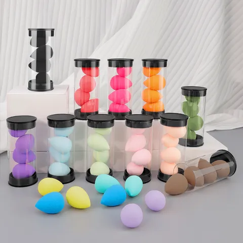 Mini Makeup Sponge Blender Set Polyurethane Teardrop Cosmetic Puffs Hydrophilic Face Foundation Sponge Tool with Clear Case