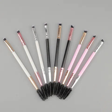 Dual-Ended Eyebrow Brush Spoolie Lash Comb Angled Brow Makeup Brush With Plastic Handle Nylon Fibers For Everyday Eye Makeup
