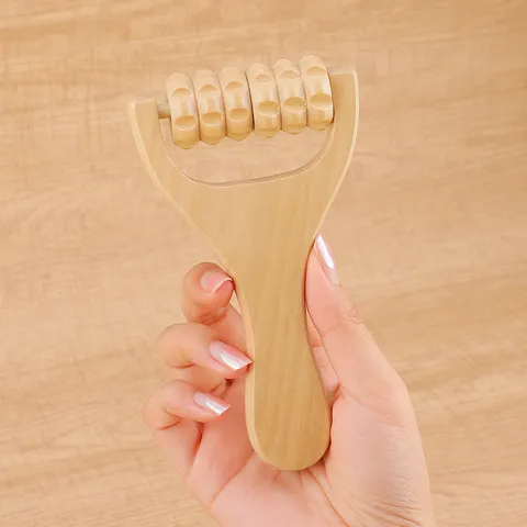 Massaggiatore Manuale a Rullo in Legno Impugnatura Ergonomica per Sollievo Muscolare Terapia dei Meridiani per Collo Testa Corpo