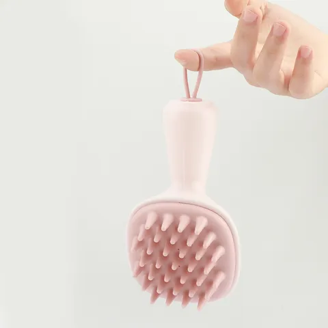 Cepillo de Champú de Silicona Portátil Masajeador de Cuero Cabelludo Peine de Lavado de Pelo de Caucho Suave Con Cordón Para Ducha Cuidado del Cabello