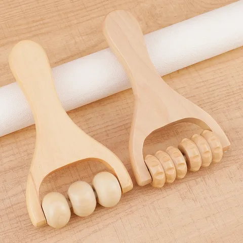 Massaggiatore Manuale a Rullo in Legno Impugnatura Ergonomica per Sollievo Muscolare Terapia dei Meridiani per Collo Testa Corpo