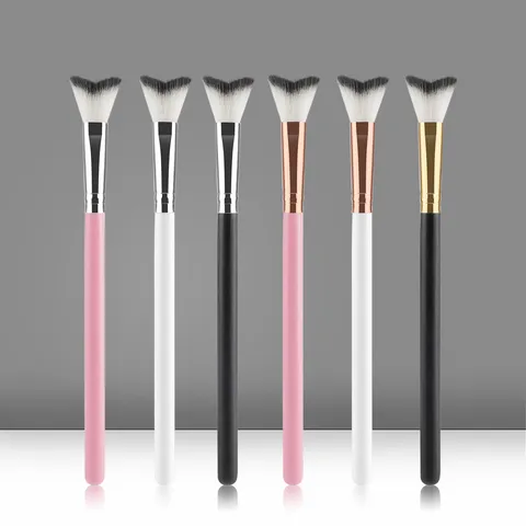 Professional V-Shaped Fish Tail Nose Shadow Brush Highlighting Contour Makeup Brush With Wooden Handle Synthetic Fiber Hair