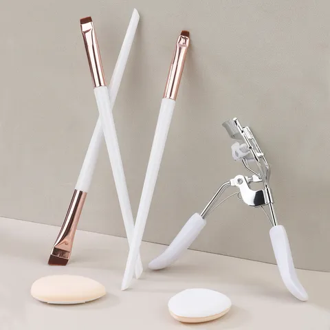 Επαγγελματικό Σετ Πινέλων Μακιγιάζ Πλαστική Λαβή Σωλήνας Αλουμινίου Πινέλο Eyeliner Ψαλίδι Βλεφαρίδων Πούδρα Δακτύλου Καλλυντικά Εργαλεία Γυναίκες