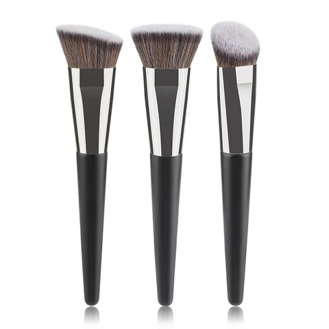 Professional Foundation Brush Flat Angled Sloped Head Soft Nylon Bristles Wood Handle Seamless Concealer Makeup Face Brush Tool