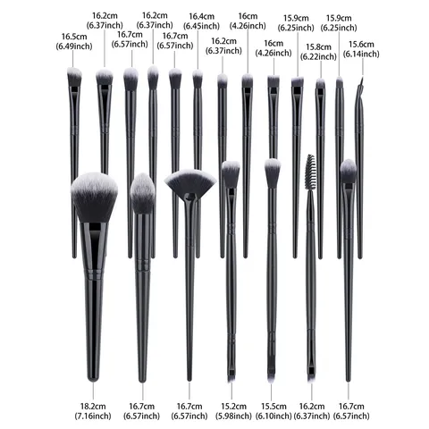Professionele Make-up Borstel Set Kunststof Aluminium Synthetische Vezel Zachte Haren Foundation Poeder Borstel Spons Bladerdeeg Hoofdband Reiniging Pad Kit Zwart