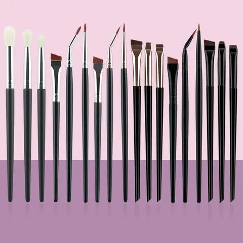 Professional Makeup Brush Set Plastic Handle Aluminum Tube Artificial Fiber Eyeliner Eyebrow Eyeshadow Detail Brush Kits For Women Beauty Tool