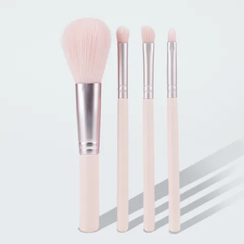 Pink Makeup Brush Set Synthetic Fiber Wooden Handle Cosmetic Powder Eyeshadow Brushes Portable Beauty Tools For Women Daily Travel
